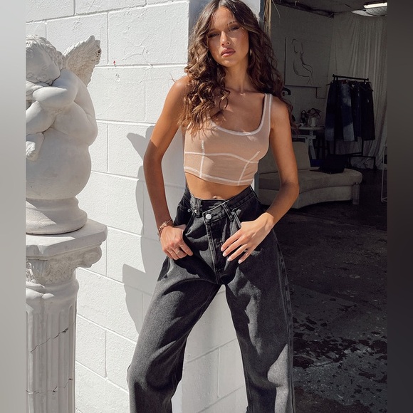 PRINCESS POLLY HOLLY ASYMMETRIC STRAIGHT LEG JEAN BUTTON FLY BLACK DENIM SIZE 6 - Picture 16 of 16